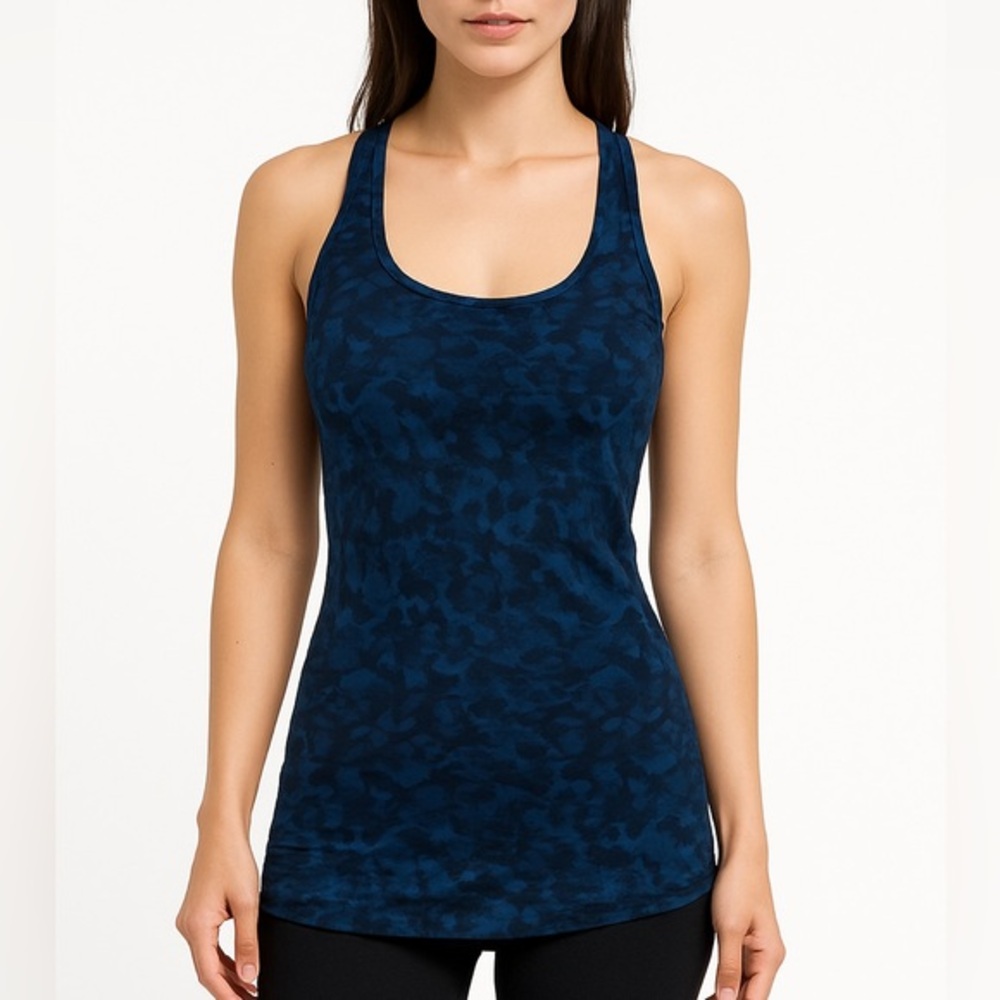 Lululemon Mystic Jungle Hawk Studio Racerback Tank Women’s XS Harbor Blue‎